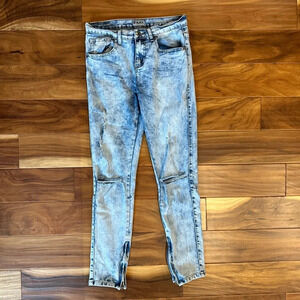 CJ Black Vintage Bleached Zip Ankle Skinny Flex Jeans size 28/30